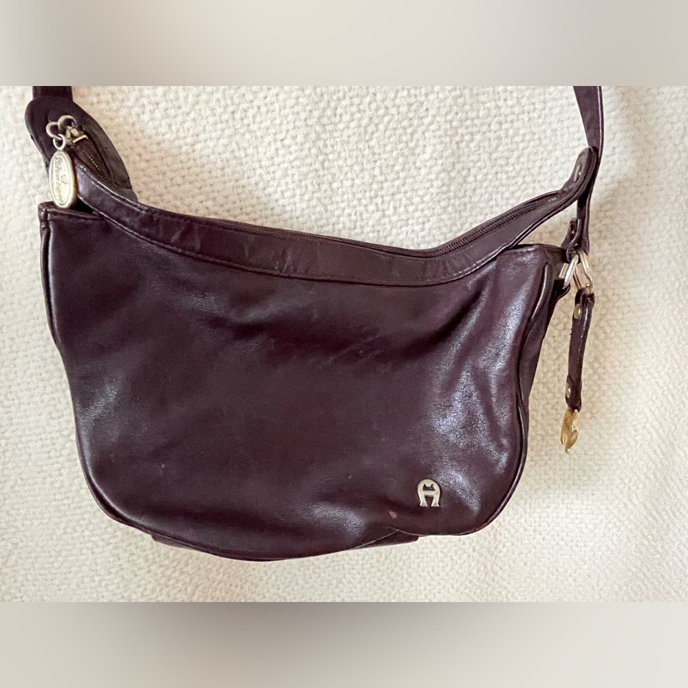 Etienne Aigner Dark Brown/ Burgundy  Shoulder Bag